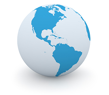 A 3-D blue globe 