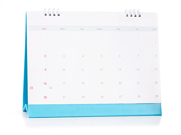 An empty blue calendar