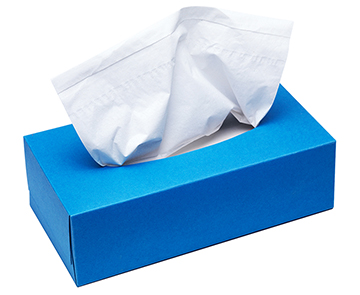 A blue box of tissues