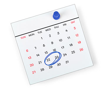 Calendar with a a date circle in blue