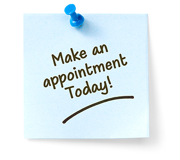 A post it reads "Make an appointment today!"