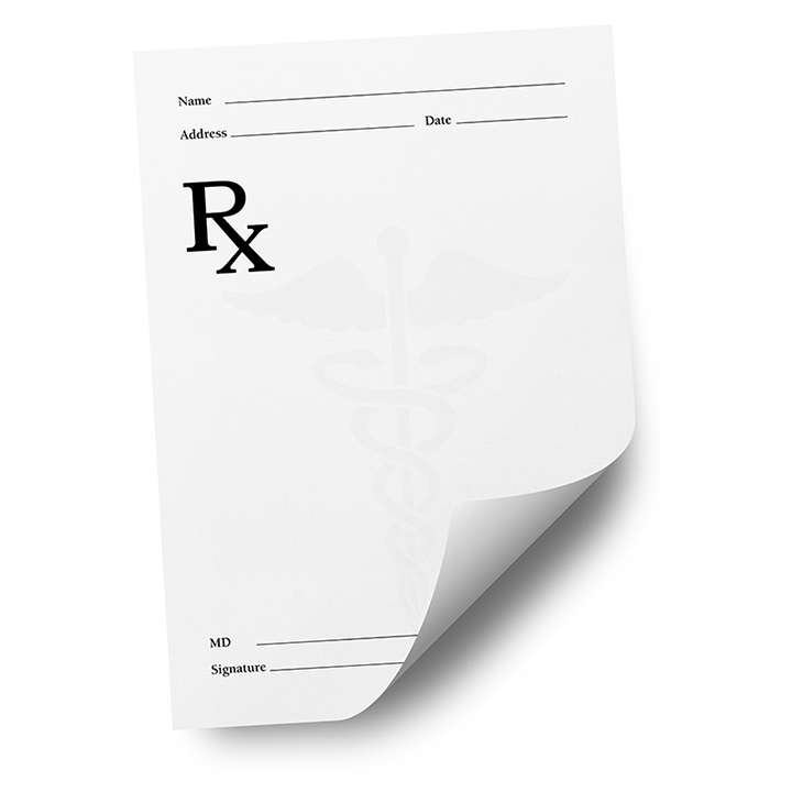 A blank prescription pad of paper